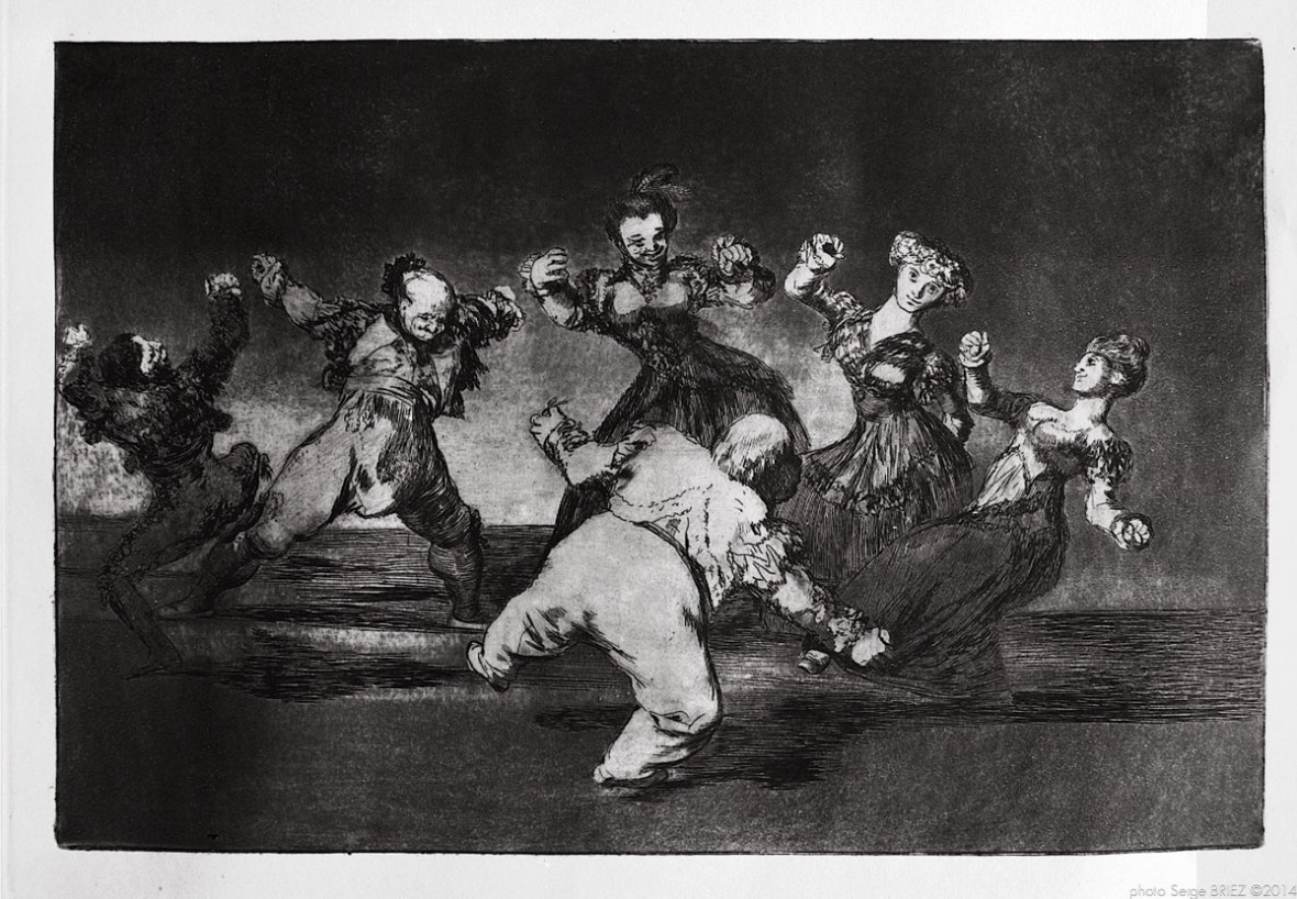 Print from the series "Los Disparates" (1864) by Francisco Goya. Plate 12 : "Disparate alegre" photographed by Serge Briez ©2014 Cap médiations