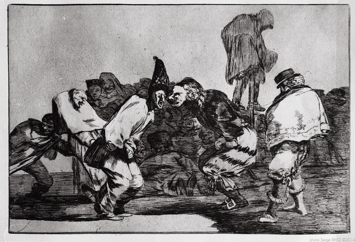 Print from the series "Los Disparates" (1864) by Francisco Goya. Plate 14 : "Disparate de carnaval" photographed by Serge Briez ©2014 Cap médiations