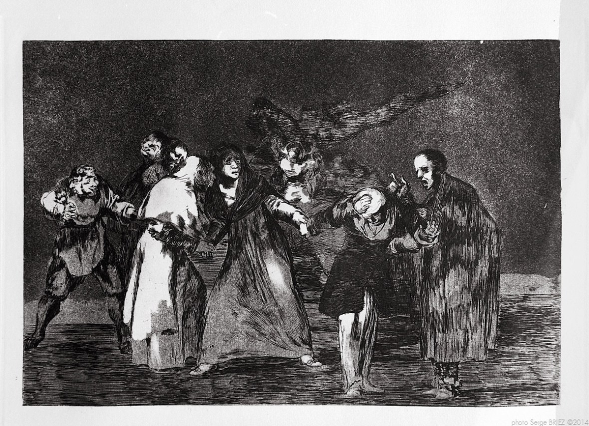 Print from the series "Los Disparates" (1864) by Francisco Goya. Plate 16 : "Las exhortaciones" photographed by Serge Briez ©2014 Cap médiations