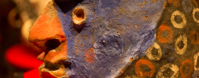 caps masks, Vanuatu, Primitive art,in museum quai Branly photographed by Serge Briez, ©2014 Cap médiations