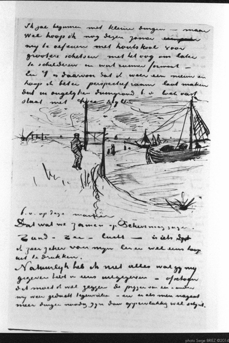 Illustrated letter from Vincent Van Gogh to his brother Theo (5 August 1882), Lettre illustrée de Vincent Van Gogh à son frère, Theo (le 5 août 1882) photographed by Serge Briez, ©2014 Cap médiations