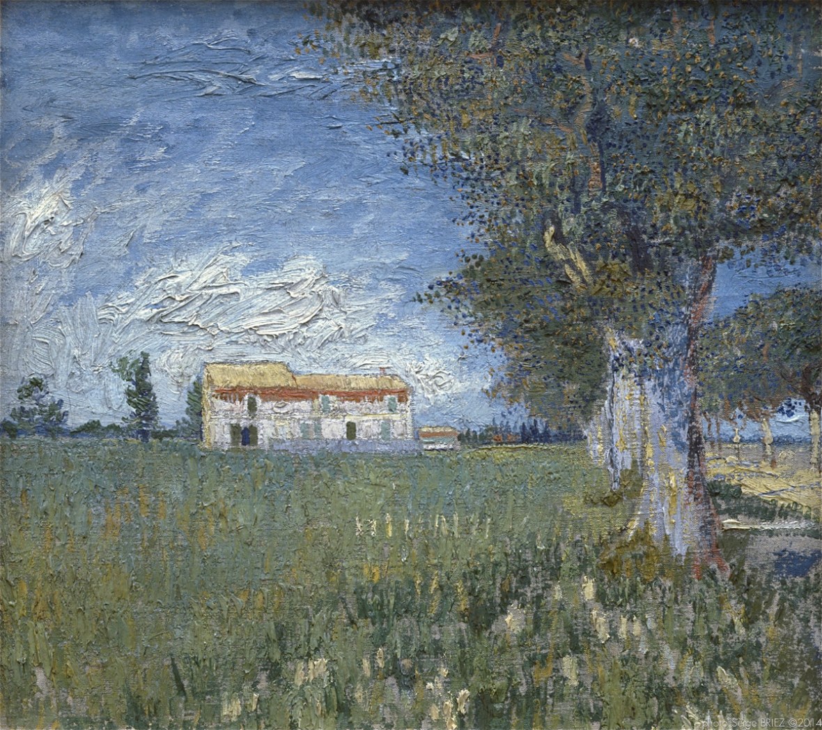 Farmhouse in a Wheat Field, Ferme dans les champs de blé, May 1888, Van gogh’s painting photographed by Serge Briez, ©2014 Cap médiations
