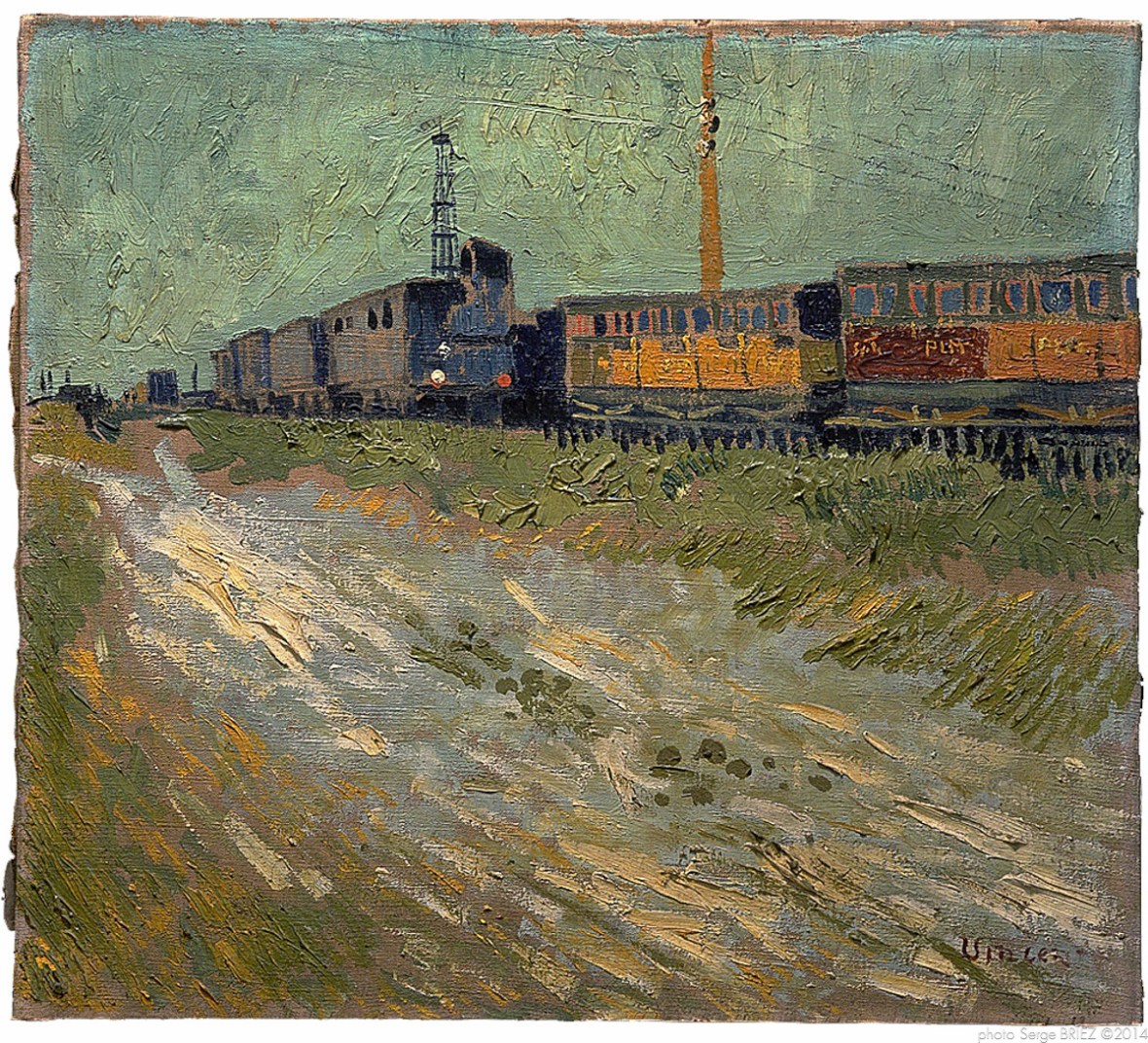 Railway wagons, Wagons de chemin de fer, août 1888, Van gogh’s painting photographed by Serge Briez, ©2014 Cap médiations