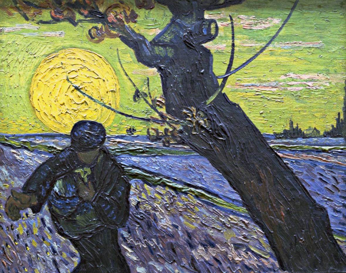 Semeur au soleil couchant, sower with sunset, Van gogh’s painting photographed by Serge Briez, ©Serge Briez, Cap médiations